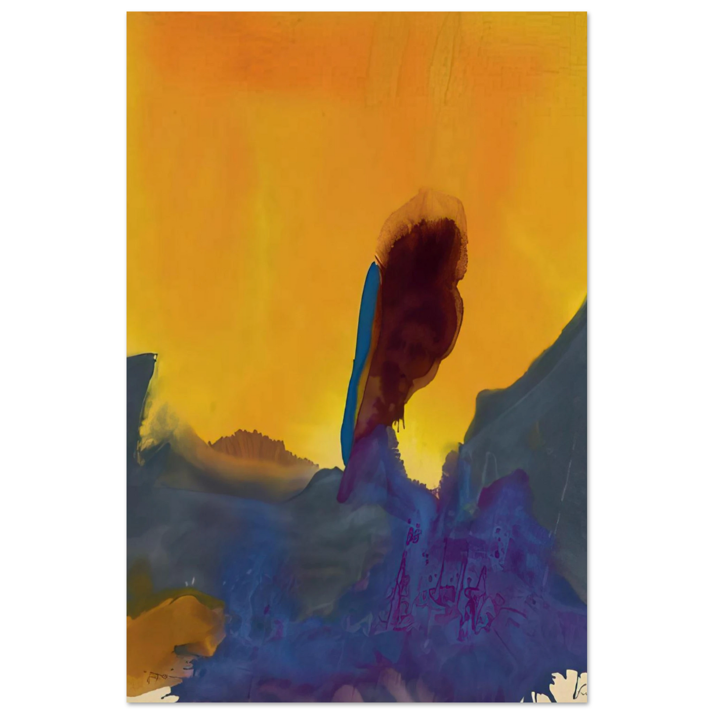 Helen Frankenthaler - Glow II - 1968 Wall art - 45x60 cm / 18x24 inches - Premium Wooden Framed Poster With Fine Art Paper - White frame