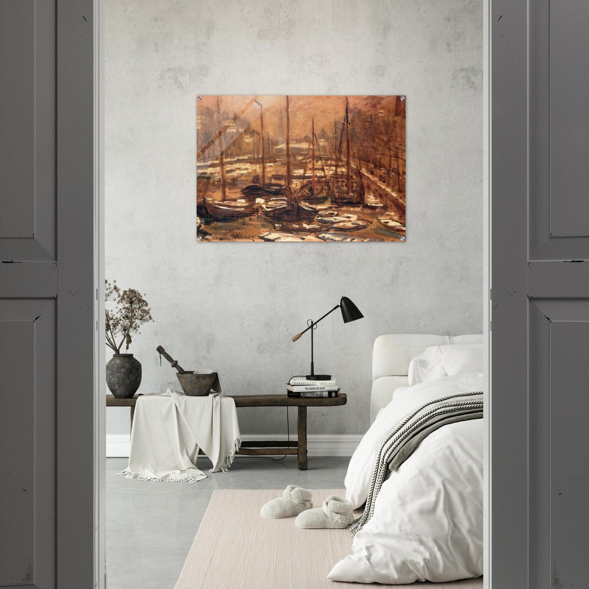 Geldersekade of Amsterdam Invierno - claude monet Acrylic Print - 70x100 cm / 28x40″ inches | claude monet Wall Art | claude monet Prints