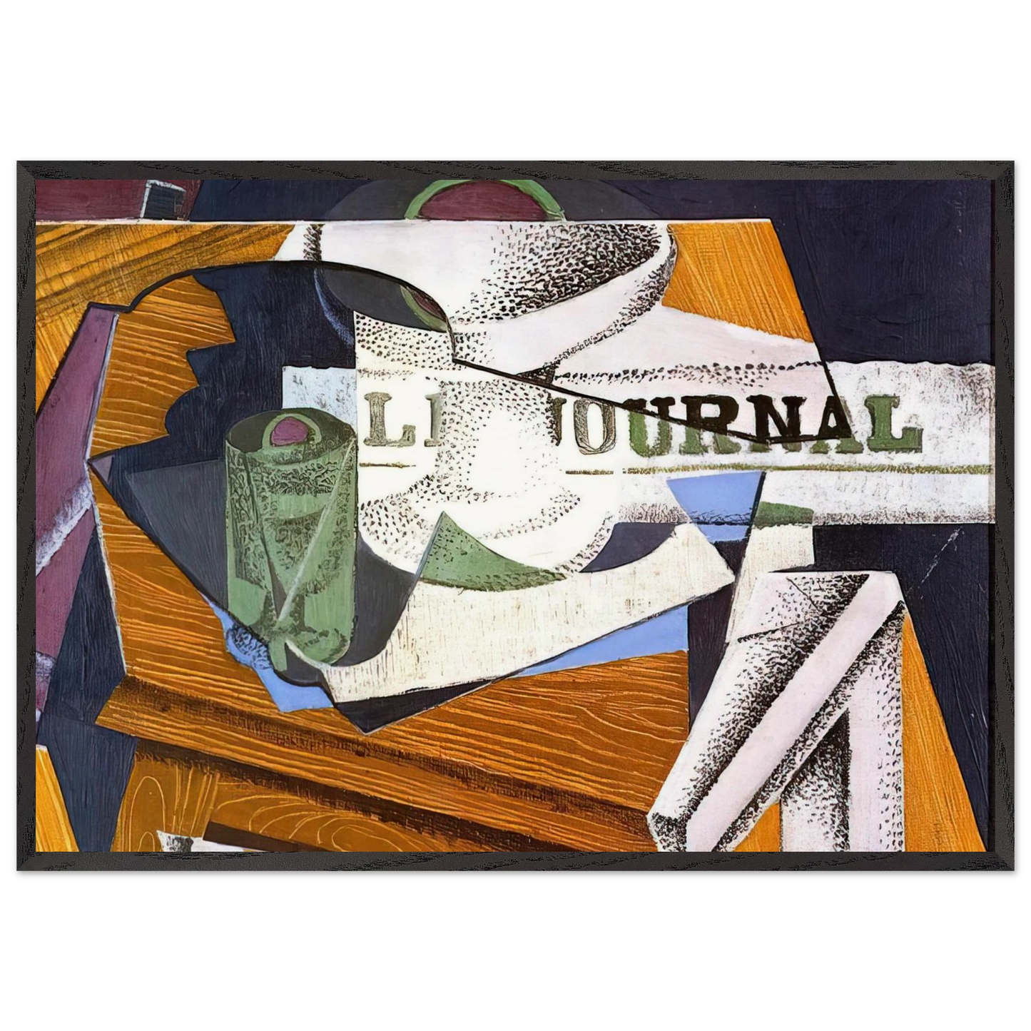 FRUIT BOWL BOOK AND NEWSPAPER - Juan Gris Framed Art Print – Black Wooden Frame - Default Title - -Framed Art Print