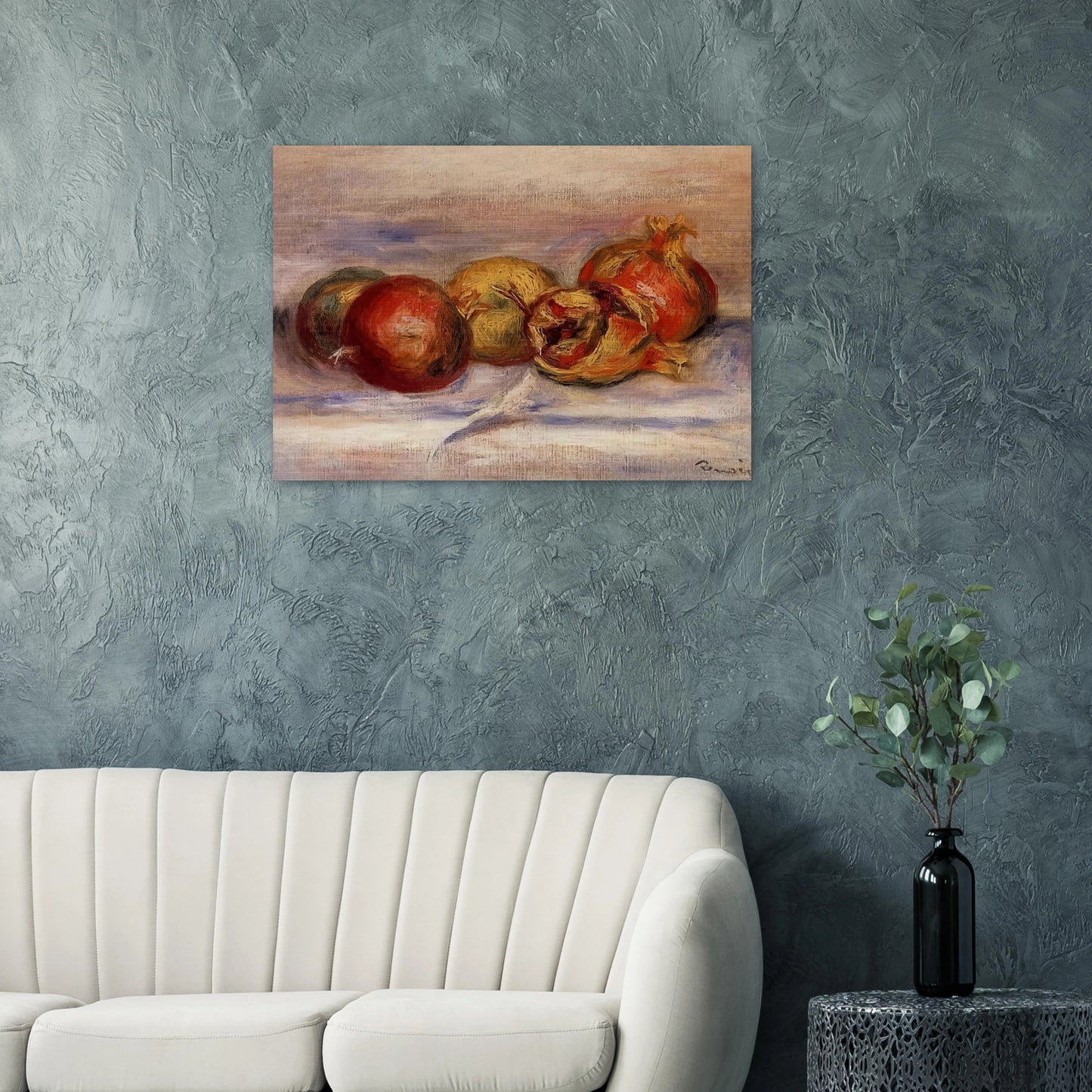 Three Pomegranates and Two Apples - Pierre-Auguste Renoir Brushed Aluminum Print - 70x100 cm / 28x40 inches | Pierre-Auguste Renoir Aluminum Print | Pierre-Auguste Renoir Prints