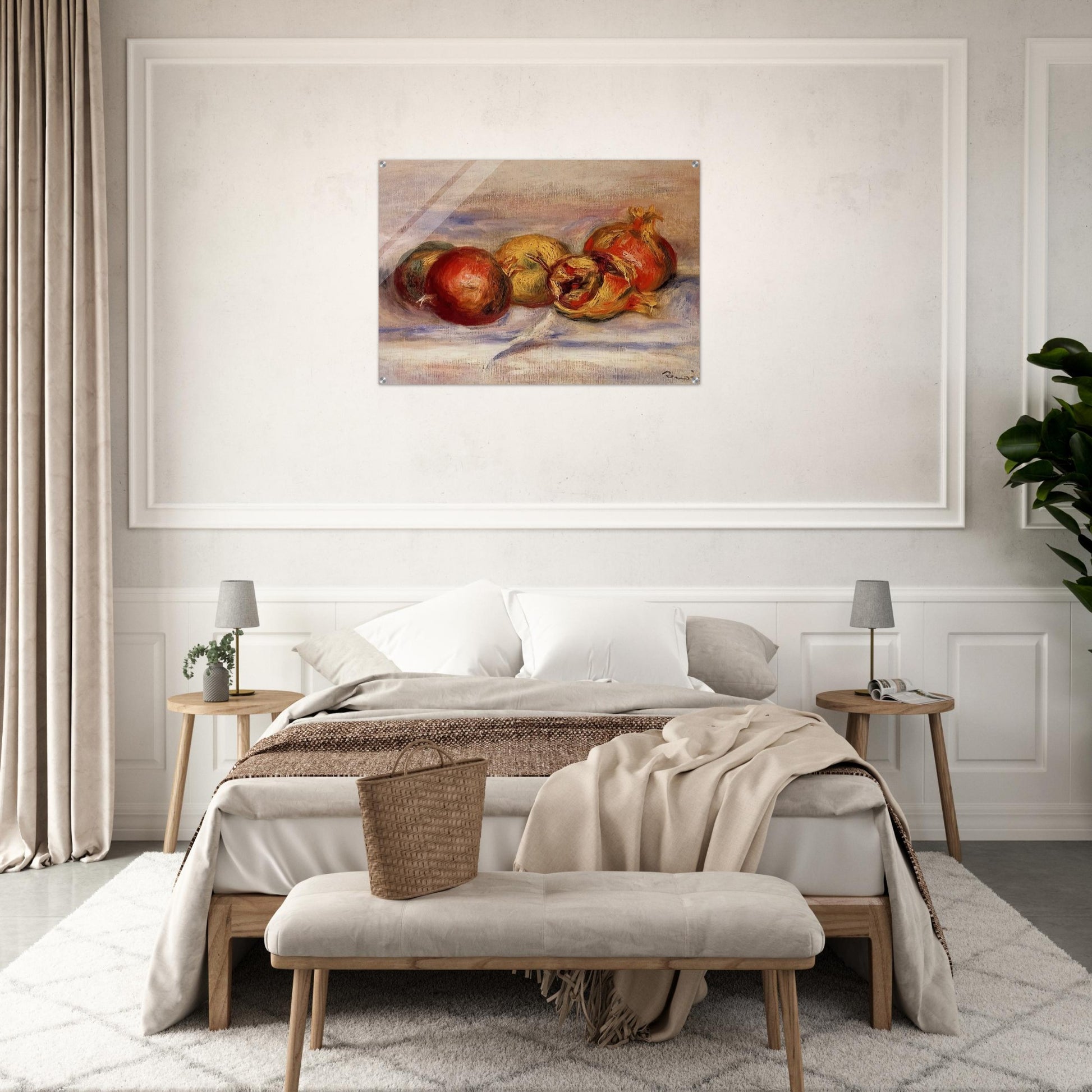 Three Pomegranates and Two Apples - Pierre-Auguste Renoir Acrylic Print - 70x100 cm / 28x40″ inches