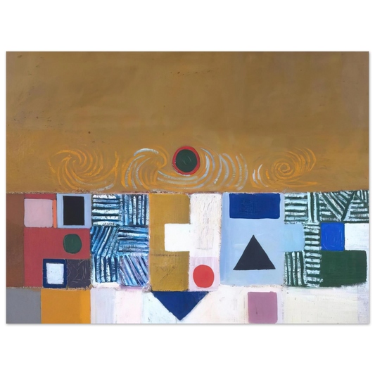 Victor Pasmore - SQUARE MOTIF BLUE AND GOLD THE ECLIPSE 1950 Fine Art Poster - Default Title