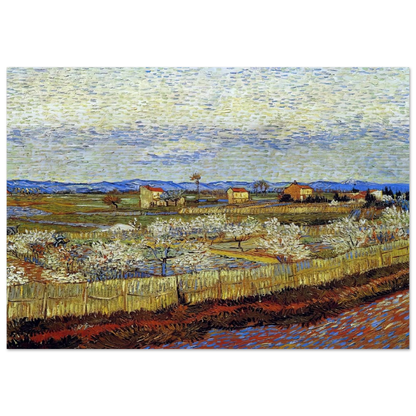 Peach Trees in Blossom - Vincent van Gogh Brushed Aluminum Print - 70x100 cm / 28x40 inches | Vincent van Gogh Aluminum Print | Vincent van Gogh Prints