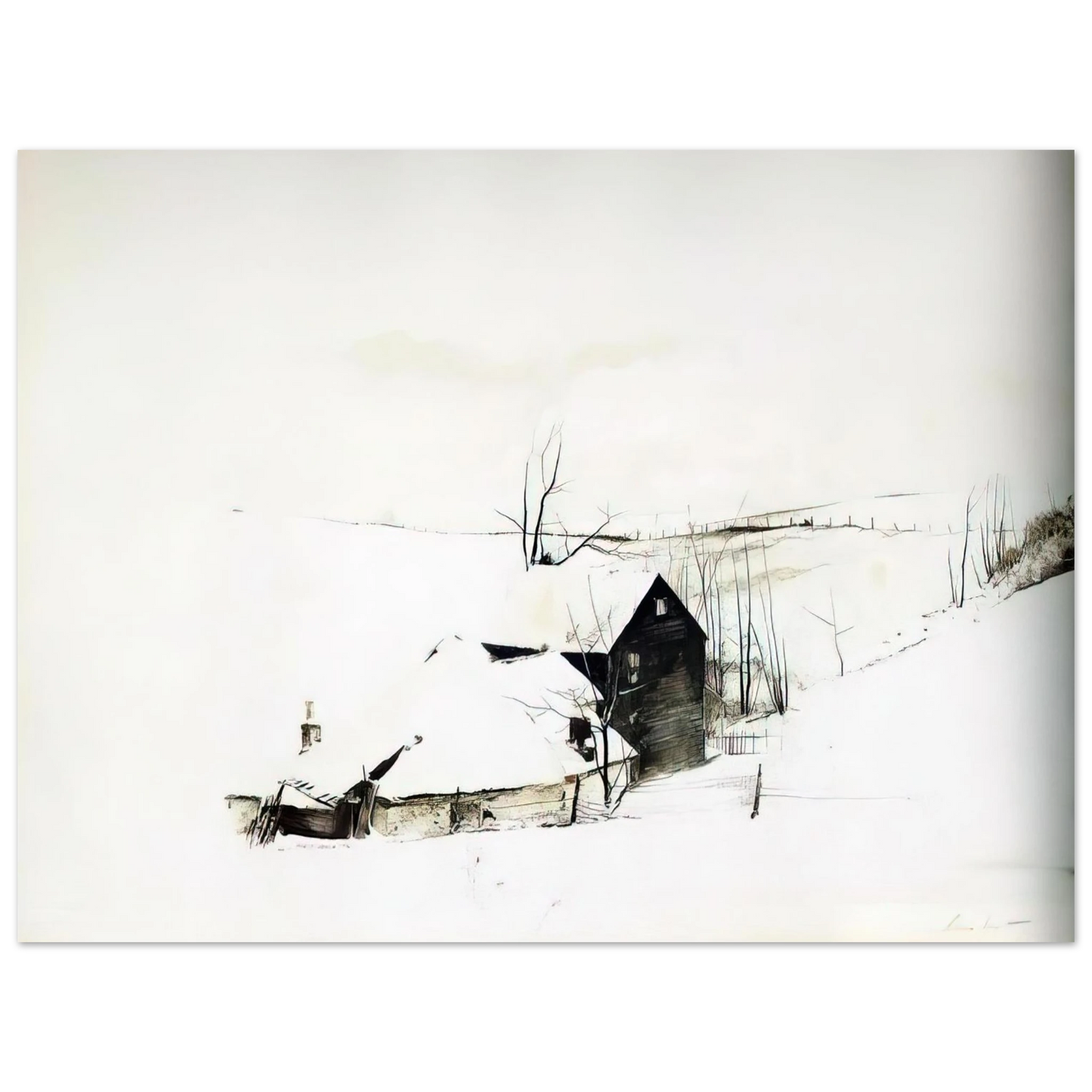 Andrew Wyeth - THE CORNER Wall Art - 21x29.7 cm / 8x12" - Fine Art Poster - -