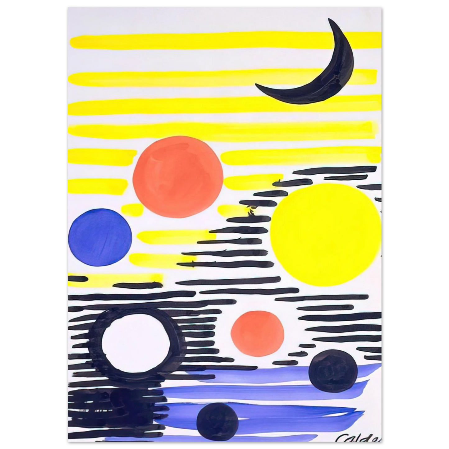 Alexander Calder - 7 CIRCLES ABSTRACT 1966 Fine Art Poster - 40x60 cm / 16x24 inches