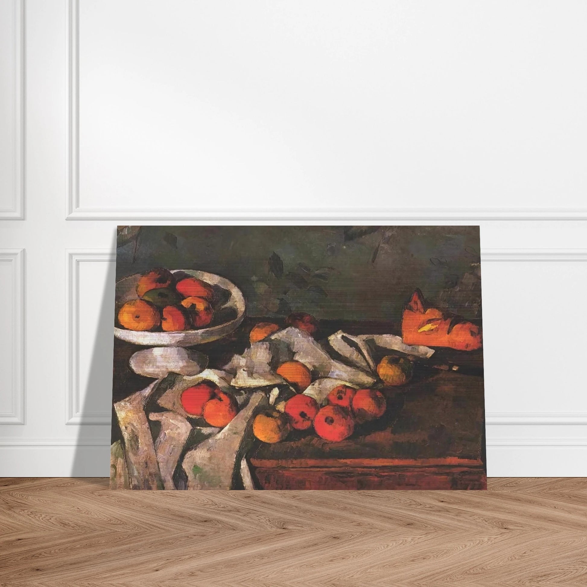 Still life with a fruit dish and apples - Paul Cézanne Brushed Aluminum Print - 70x100 cm / 28x40 inches | Paul Cézanne Aluminum Print | Paul Cézanne Prints