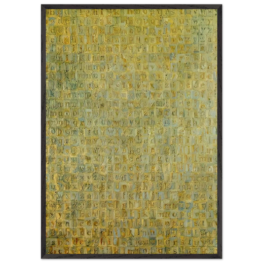 GREY ALPHABETS - Jasper Johns Framed Art Print – Black Wooden Frame - Default Title - -Framed Art Print