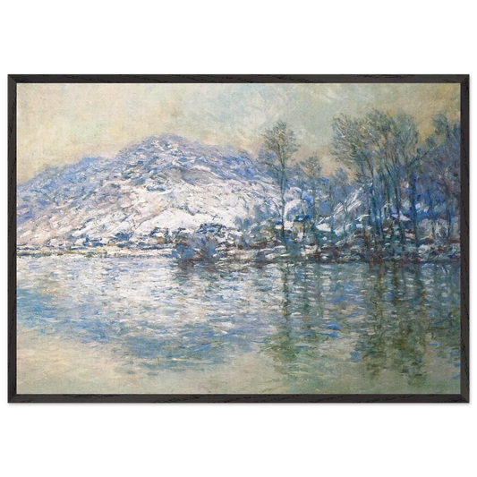 The Seine at Port Villez Snow Effect - claude monet Framed Art Print – Black Wooden Frame - Default Title - -Framed Art Print
