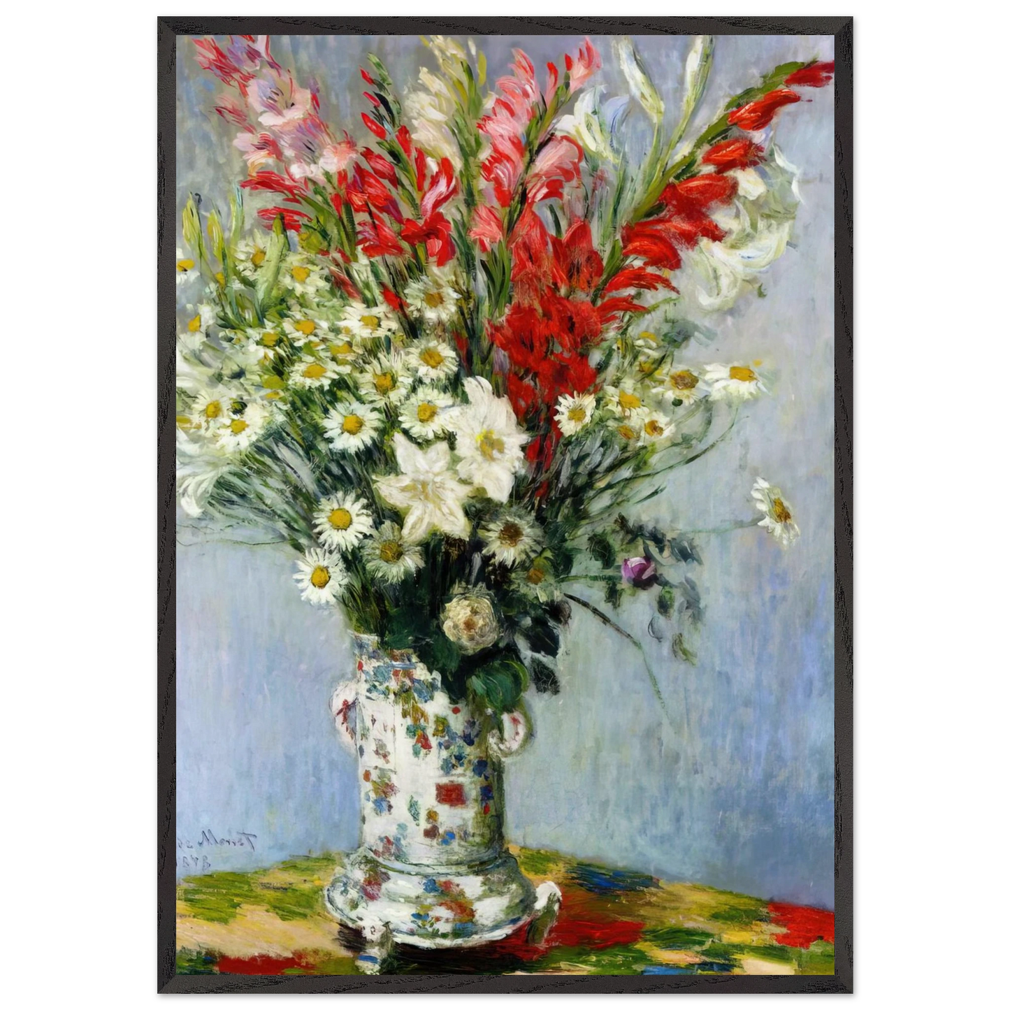 Bouquet of Gadiolas Lilies and Dasies - claude monet Framed Art Print – Black Wooden Frame - Default Title - -Framed Art Print