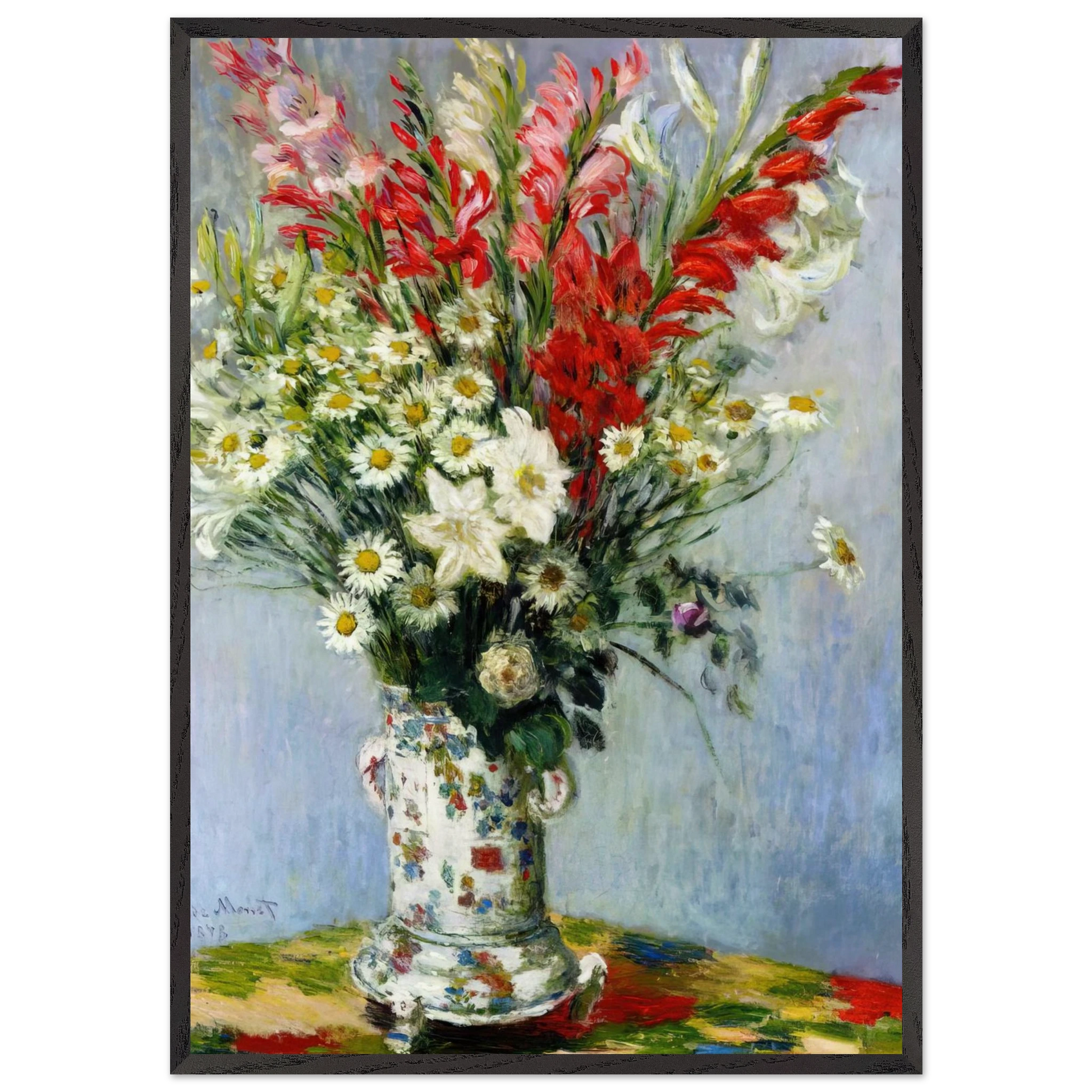 Bouquet of Gadiolas Lilies and Dasies - claude monet Framed Art Print – Black Wooden Frame - Default Title - -Framed Art Print