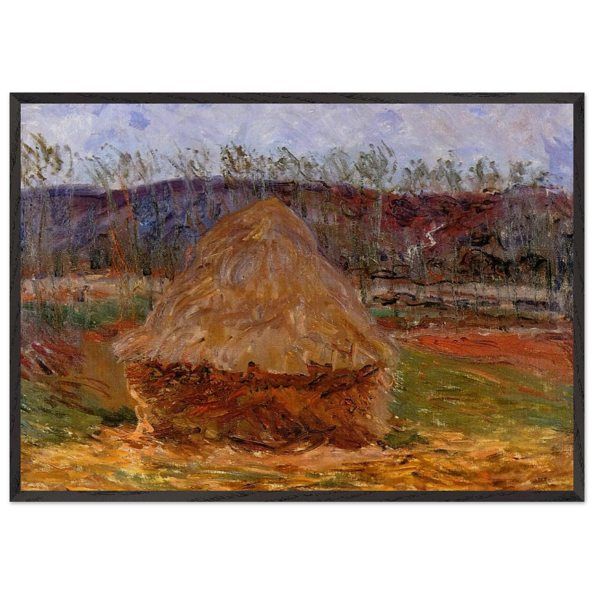 Grainstack at Giverny - claude monet Framed Art Print – Black Wooden Frame - Default Title - -Framed Art Print