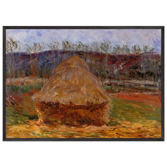 Grainstack at Giverny - claude monet 70x100 cm / 28x40 inches Framed Art Print – Black Wooden Frame