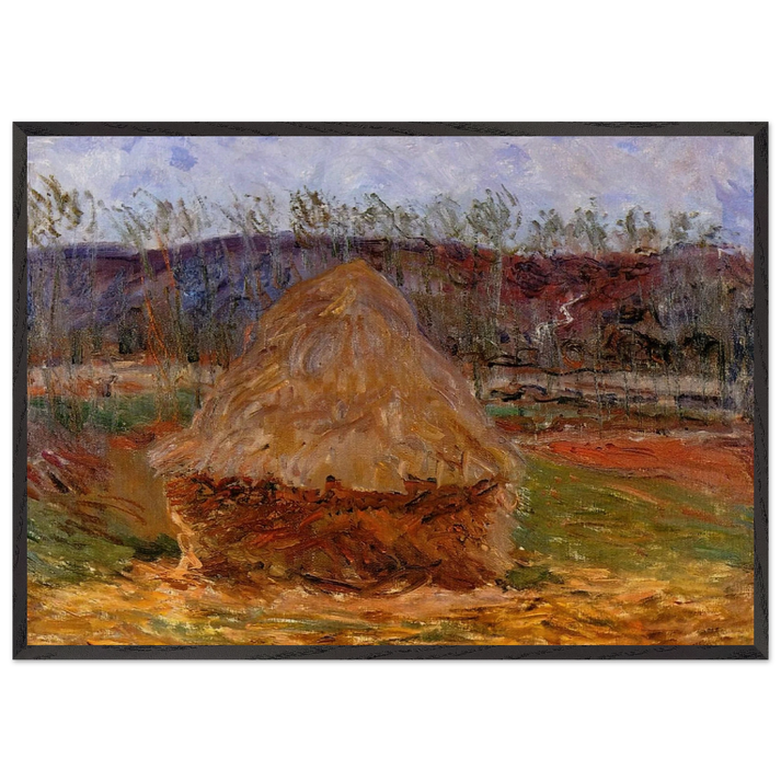 Grainstack at Giverny - claude monet 70x100 cm / 28x40 inches Framed Art Print – Black Wooden Frame