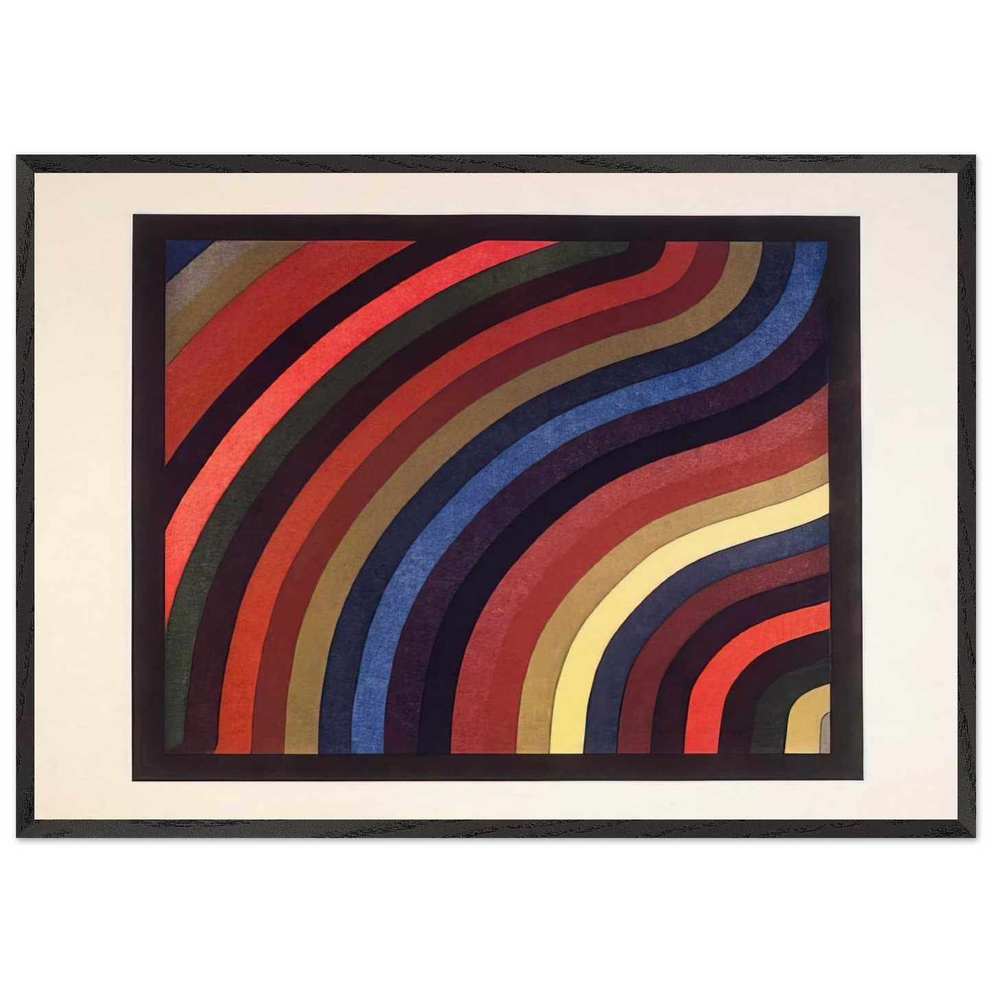 Two Centimeter Wavy Bands in Colors - Sol LeWitt Framed Art Print – Black Wooden Frame - Default Title - -Framed Art Print