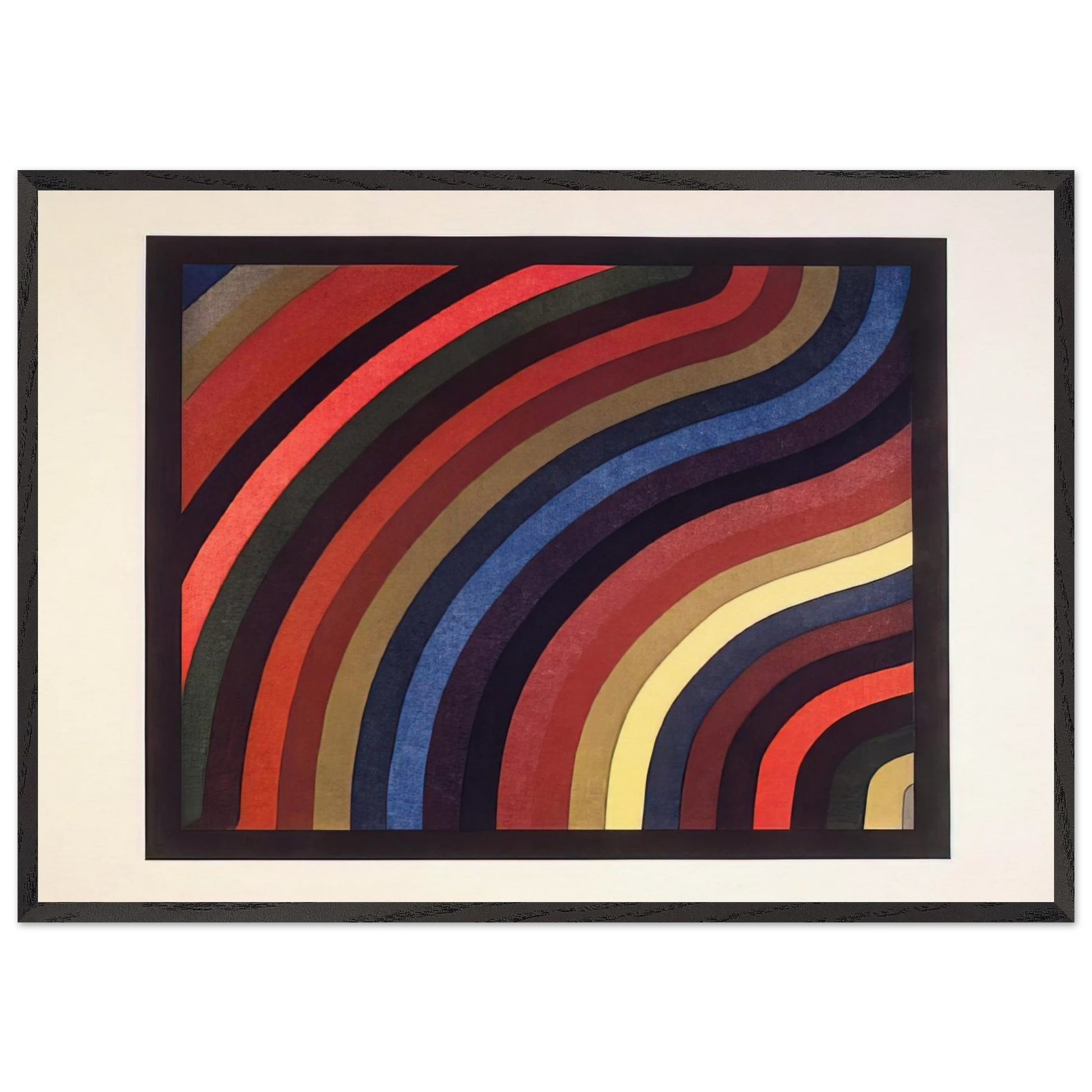 Two Centimeter Wavy Bands in Colors - Sol LeWitt Framed Art Print – Black Wooden Frame - Default Title - -Framed Art Print