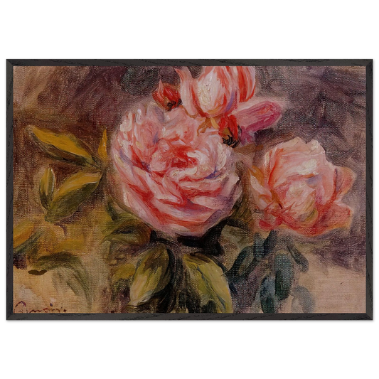 Roses N3 - Pierre-Auguste Renoir 70x100 cm / 28x40 inches Framed Art Print – Black Wooden Frame
