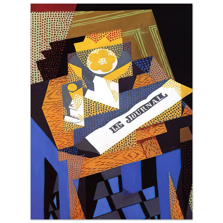 Juan Gris - NEWSPAPER AND FRUIT DISH 1916  75x100 cm / 30x40inches Fine Art Poster
