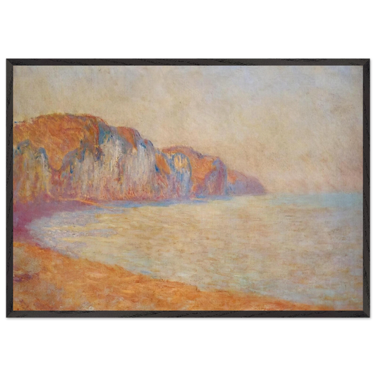 Cliff at Pourville in the Morning - claude monet 70x100 cm / 28x40 inches Framed Art Print – Black Wooden Frame