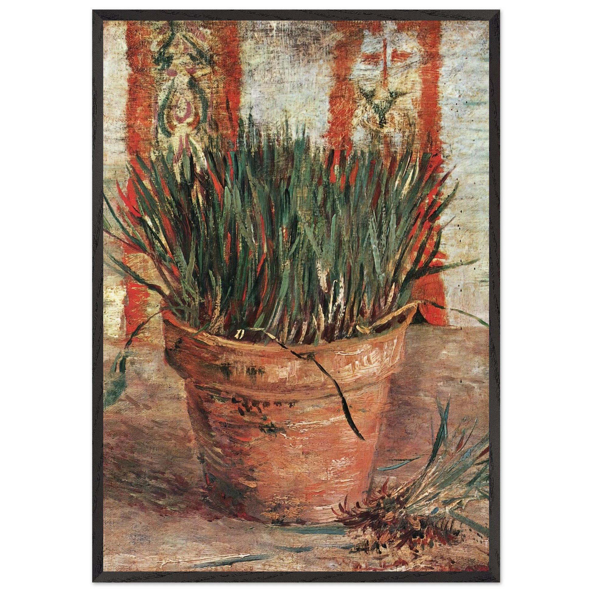 Flowerpot with Chives - Vincent van Gogh Framed Art Print – Black Wooden Frame - Default Title - -Framed Art Print