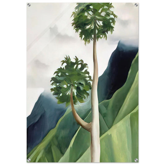 Papaya Tree-Iao Valley - Georgia O'Keeffe Acrylic Print - 70x100 cm / 28x40″ inches | Georgia O'Keeffe Wall Art | Georgia O'Keeffe Prints