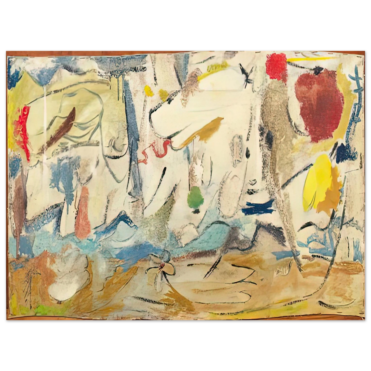 Helen Frankenthaler - Cloudscape, 1951- Wall Art - 30x40 cm / 12x16 inches - Premium Wooden Framed Poster With Fine Art Paper - White frame