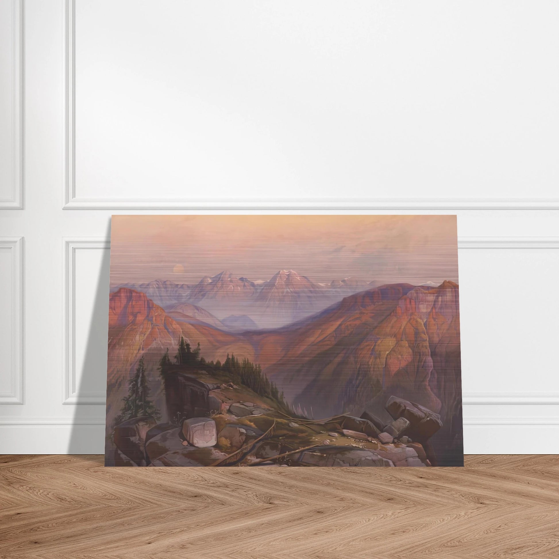 Lower Yellowstone Range - Thomas Moran Brushed Aluminum Print - 70x100 cm / 28x40 inches | Thomas Moran Aluminum Print | Thomas Moran Prints