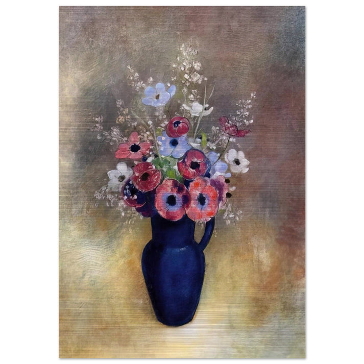 ANEMONES IN A JUG - Odilon Redon Brushed Aluminum Print - 70x100 cm / 28x40 inches | Odilon Redon Aluminum Print | Odilon Redon Prints