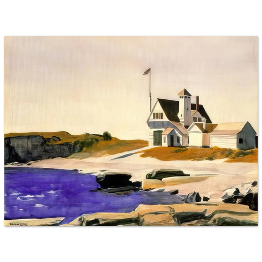 Edward Hopper - Coast Guard Station, Two Lights, Maine Fine Art Poster - 13x18 cm / 5x7 inches