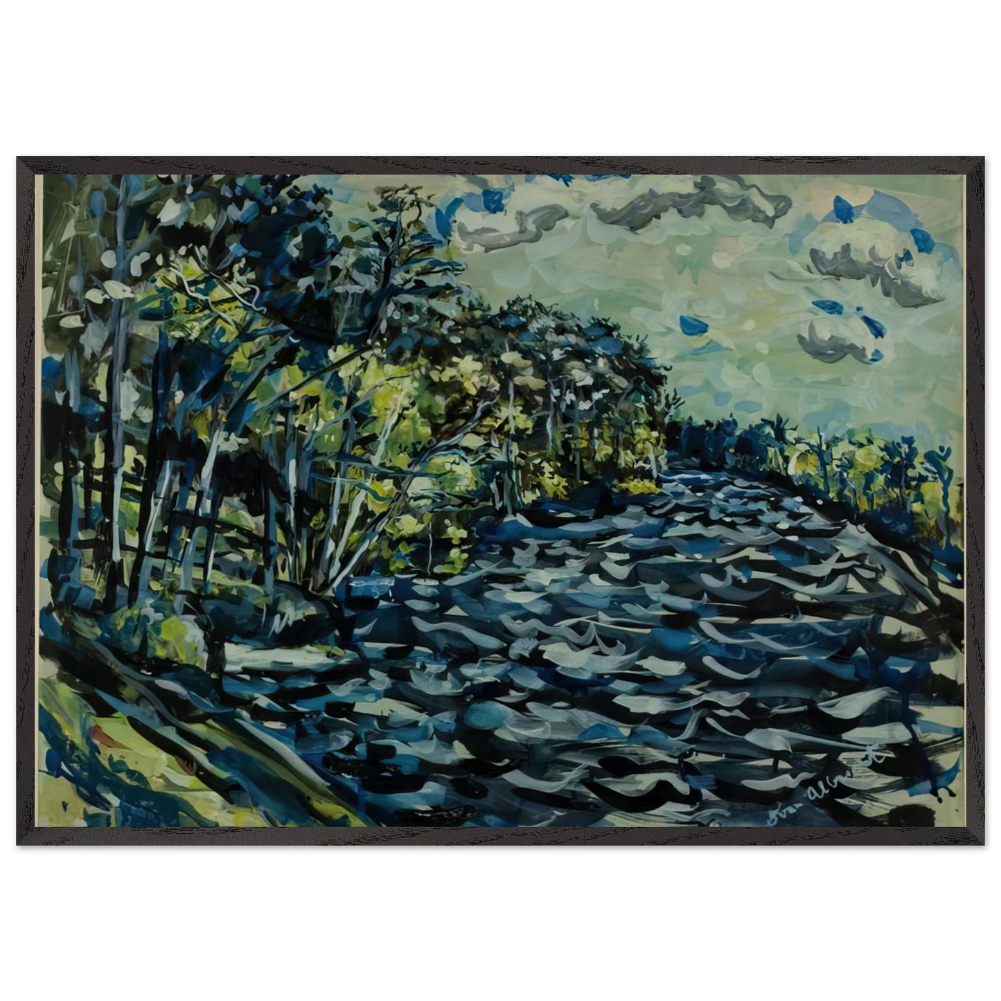 ST MARY S BLACK RIVER IS BLUE GEORGIA 1964 - Ivan Albright Framed Art Print – Black Wooden Frame - Default Title - -Framed Art Print