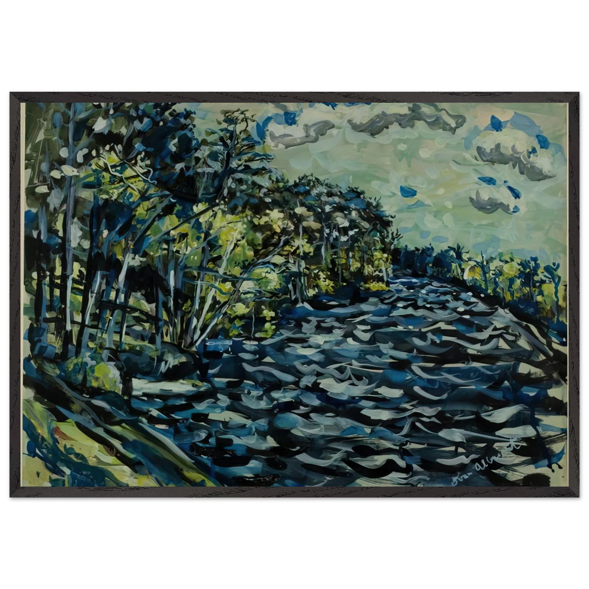 ST MARY S BLACK RIVER IS BLUE GEORGIA 1964 - Ivan Albright Framed Art Print – Black Wooden Frame - Default Title - -Framed Art Print