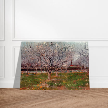 Orchard in Blossom Plum Trees - Vincent van Gogh Brushed Aluminum Print - 70x100 cm / 28x40 inches | Vincent van Gogh Aluminum Print | Vincent van Gogh Prints