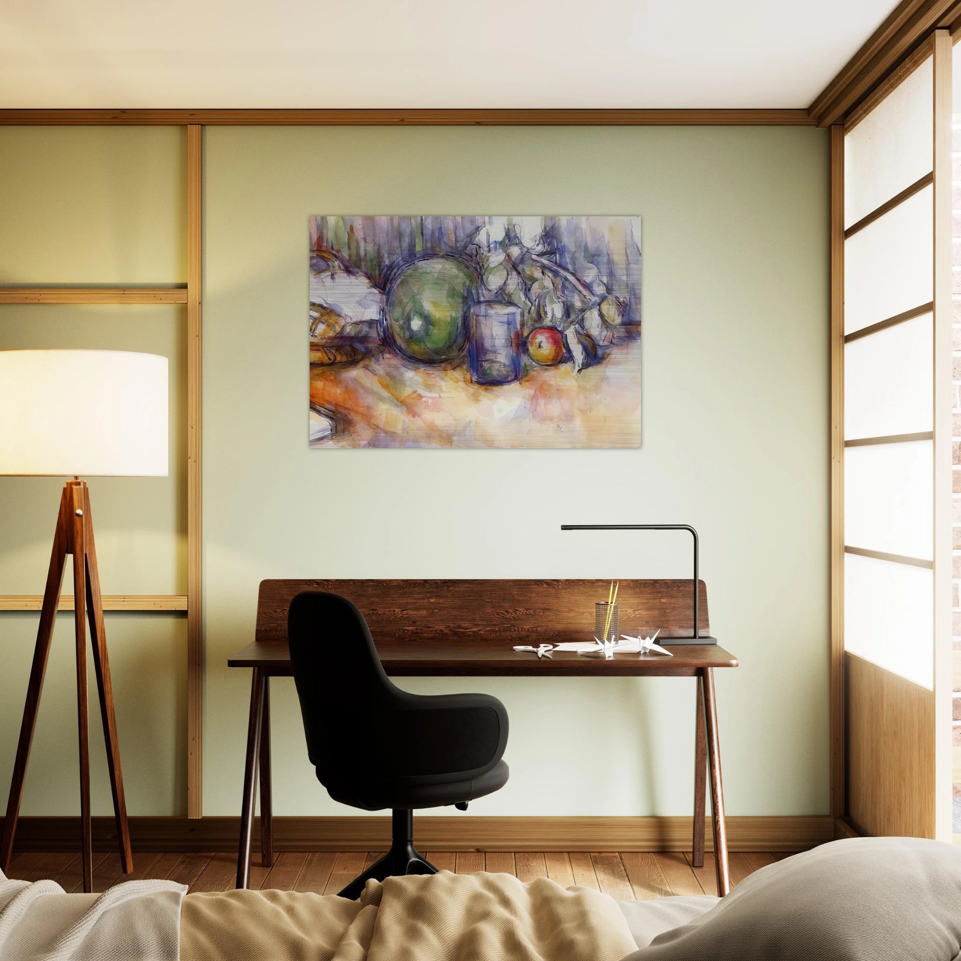 Still Life with Green Melon - Paul Cézanne Brushed Aluminum Print - 70x100 cm / 28x40 inches | Paul Cézanne Aluminum Print | Paul Cézanne Prints