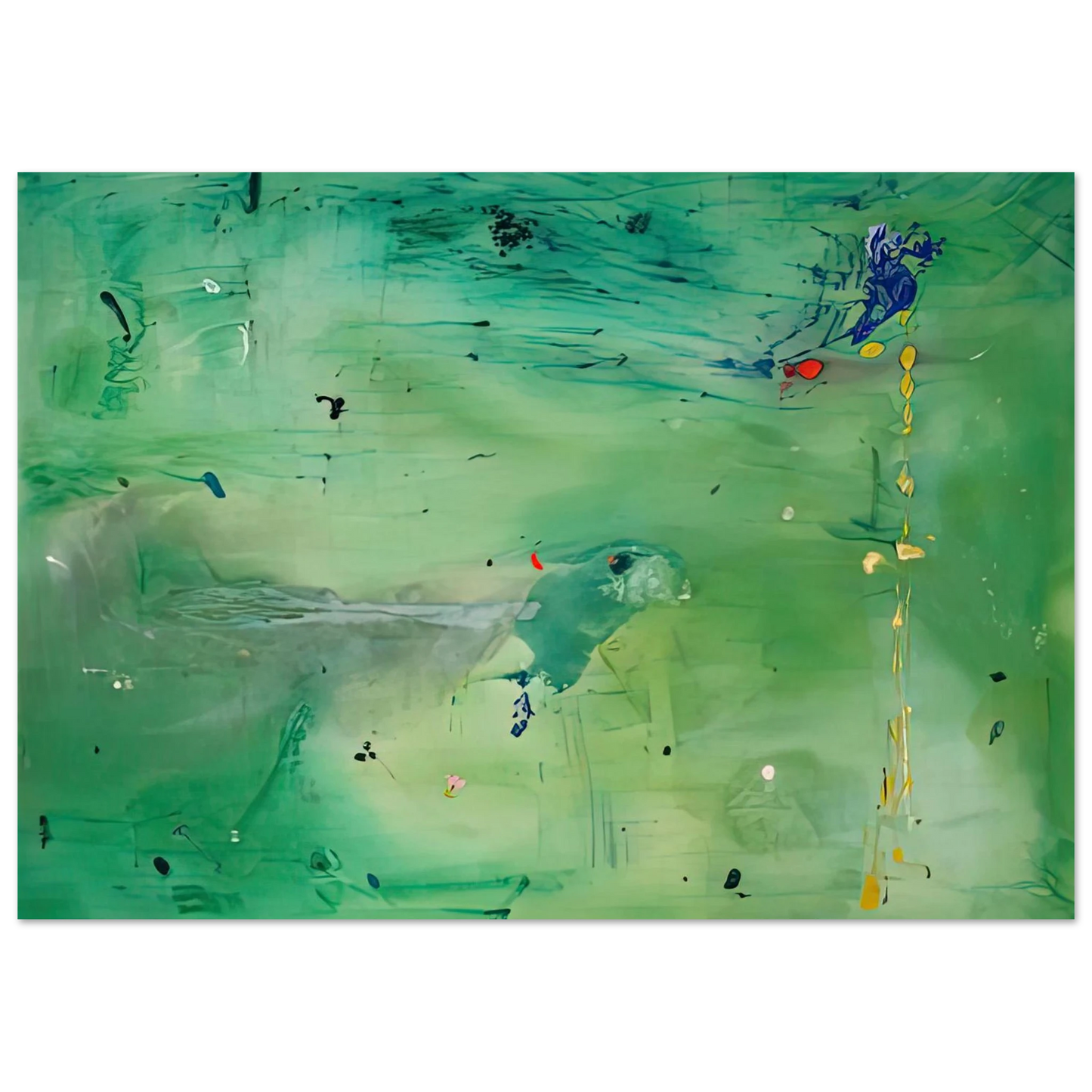 Helen Frankenthaler - A Green Thought in a Green Shade, 1981- Wall Art - 21x29.7 cm / 8x12" - Premium Wooden Framed Poster With Fine Art Paper - Wood frame