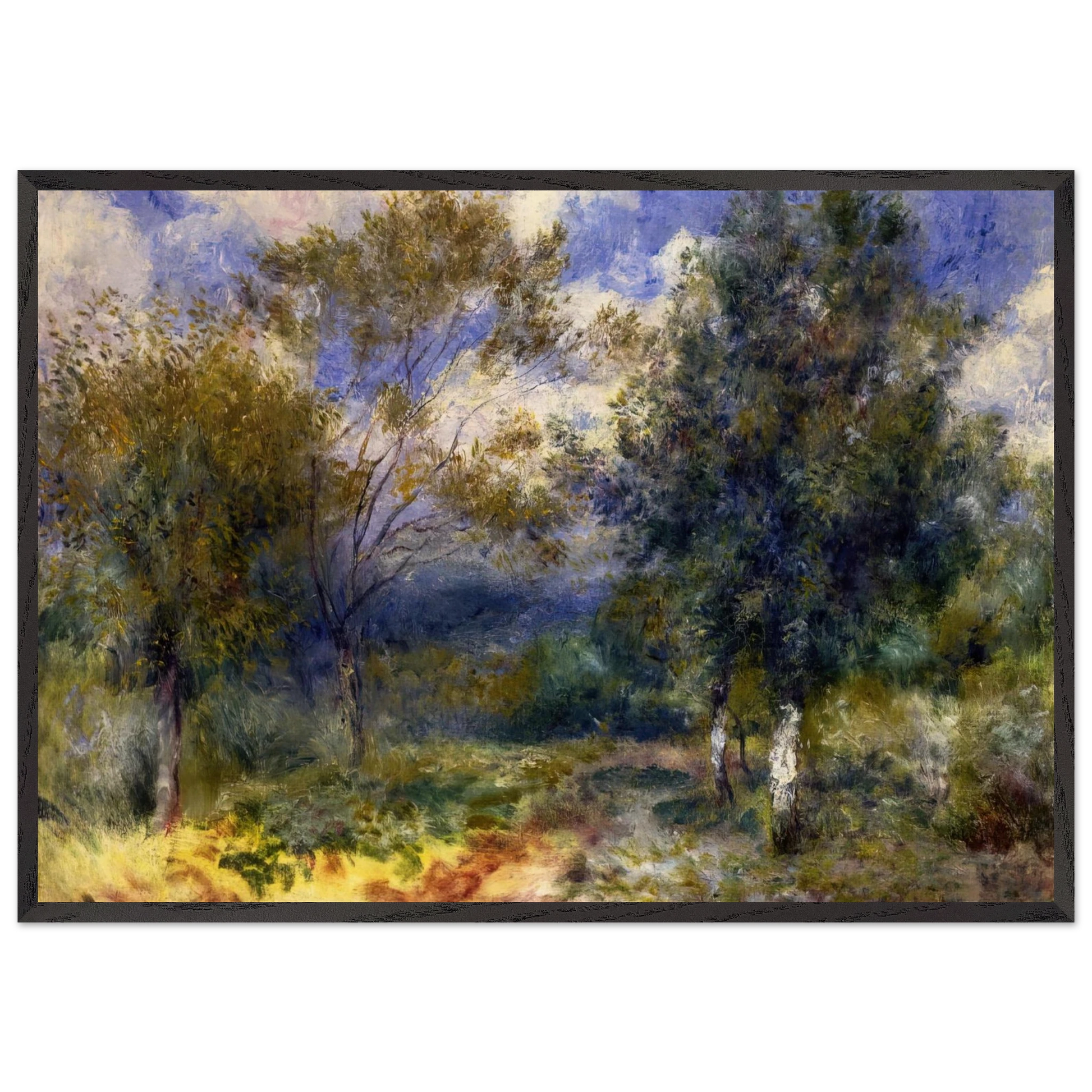 Sunny Landscape - Pierre-Auguste Renoir 70x100 cm / 28x40 inches Framed Art Print – Black Wooden Frame