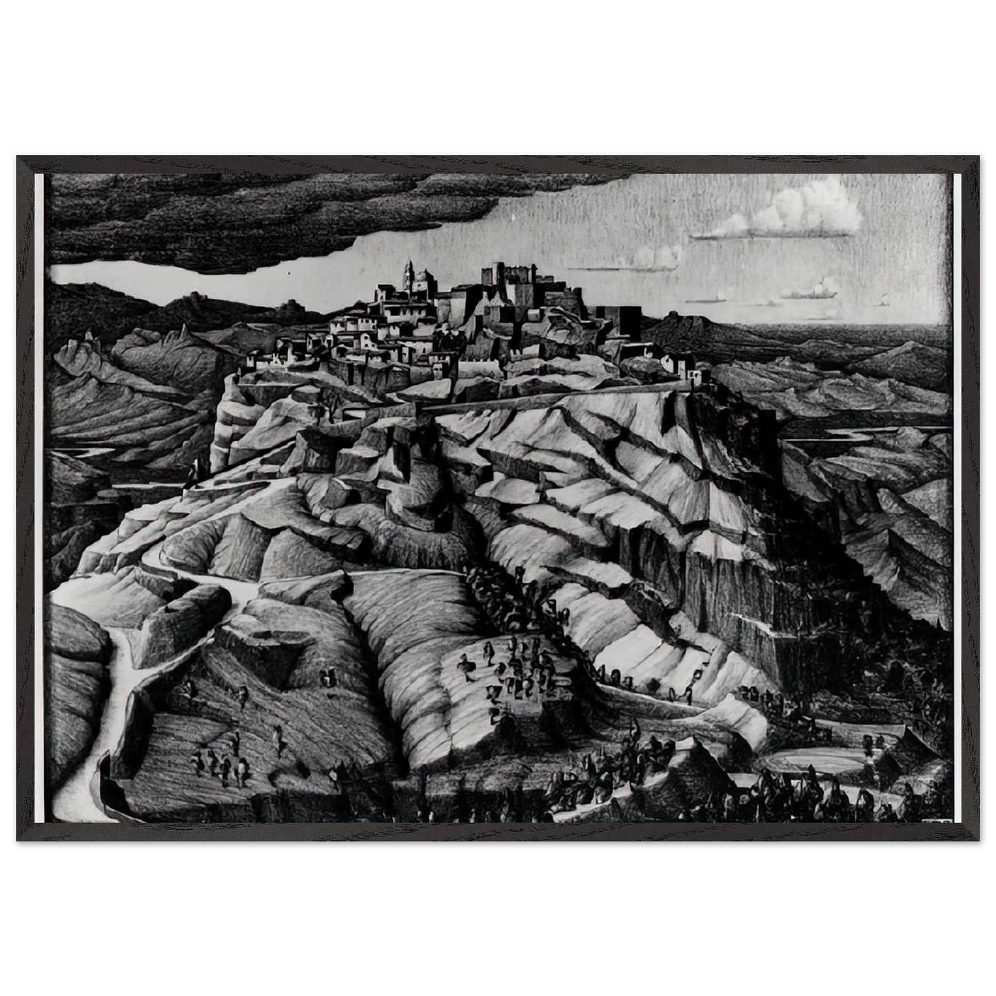 SANTA SEVERINA CALABRIA FEBRUARY 1931 1931 - MC Escher Framed Art Print – Black Wooden Frame - Default Title - -Framed Art Print