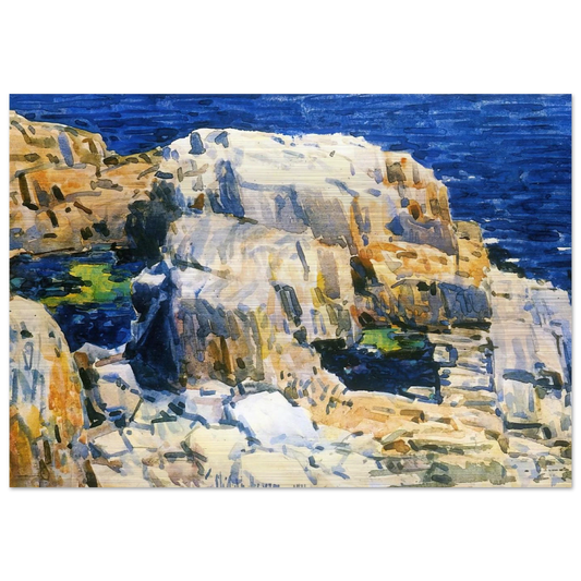 Rocks at Appledore - Childe Hassam Brushed Aluminum Print - 70x100 cm / 28x40 inches | Childe Hassam Aluminum Print | Childe Hassam Prints