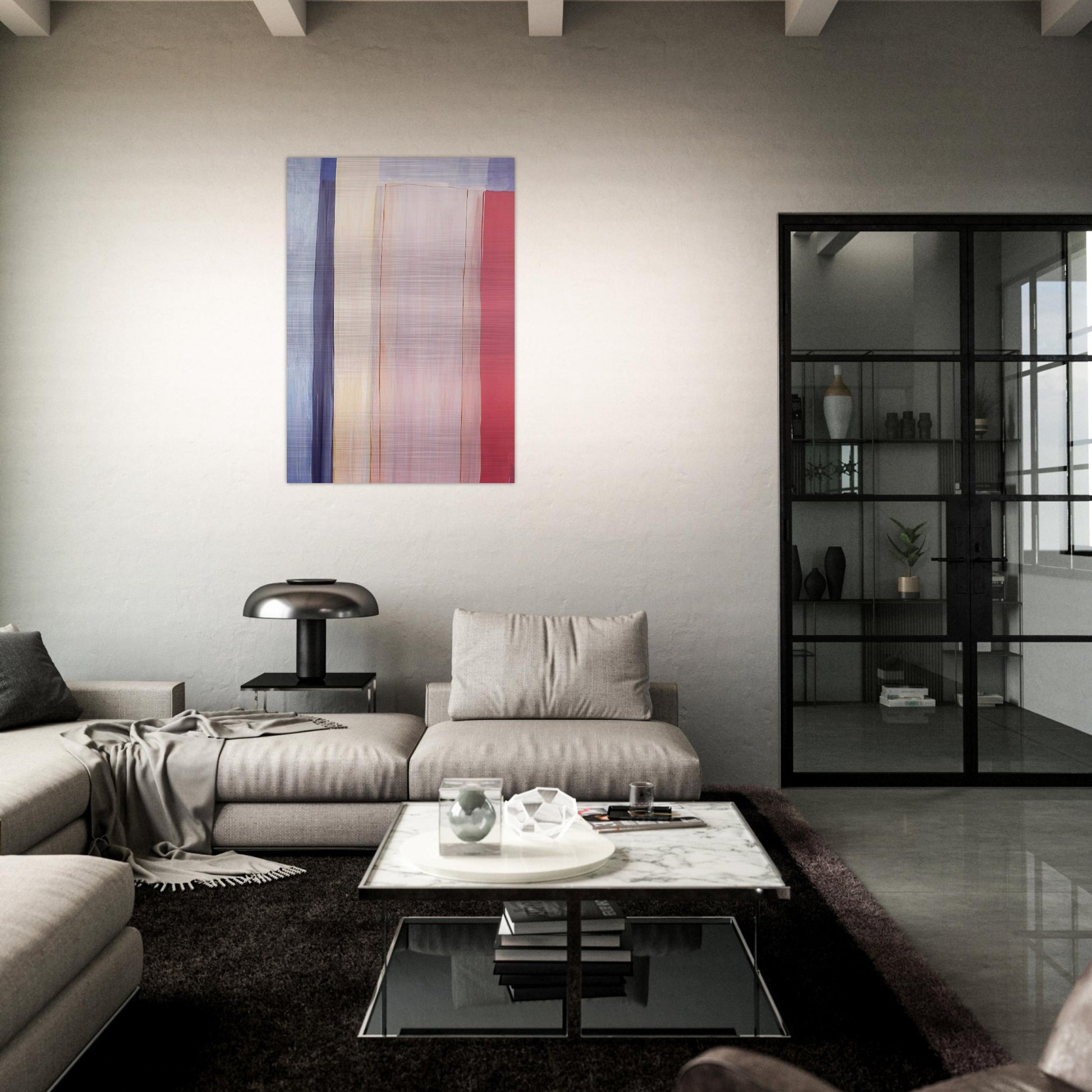 Trains and Oceans - 1973 - Ronnie Landfield Brushed Aluminum Print - 70x100 cm / 28x40 inches | Ronnie Landfield Aluminum Print | Ronnie Landfield Prints