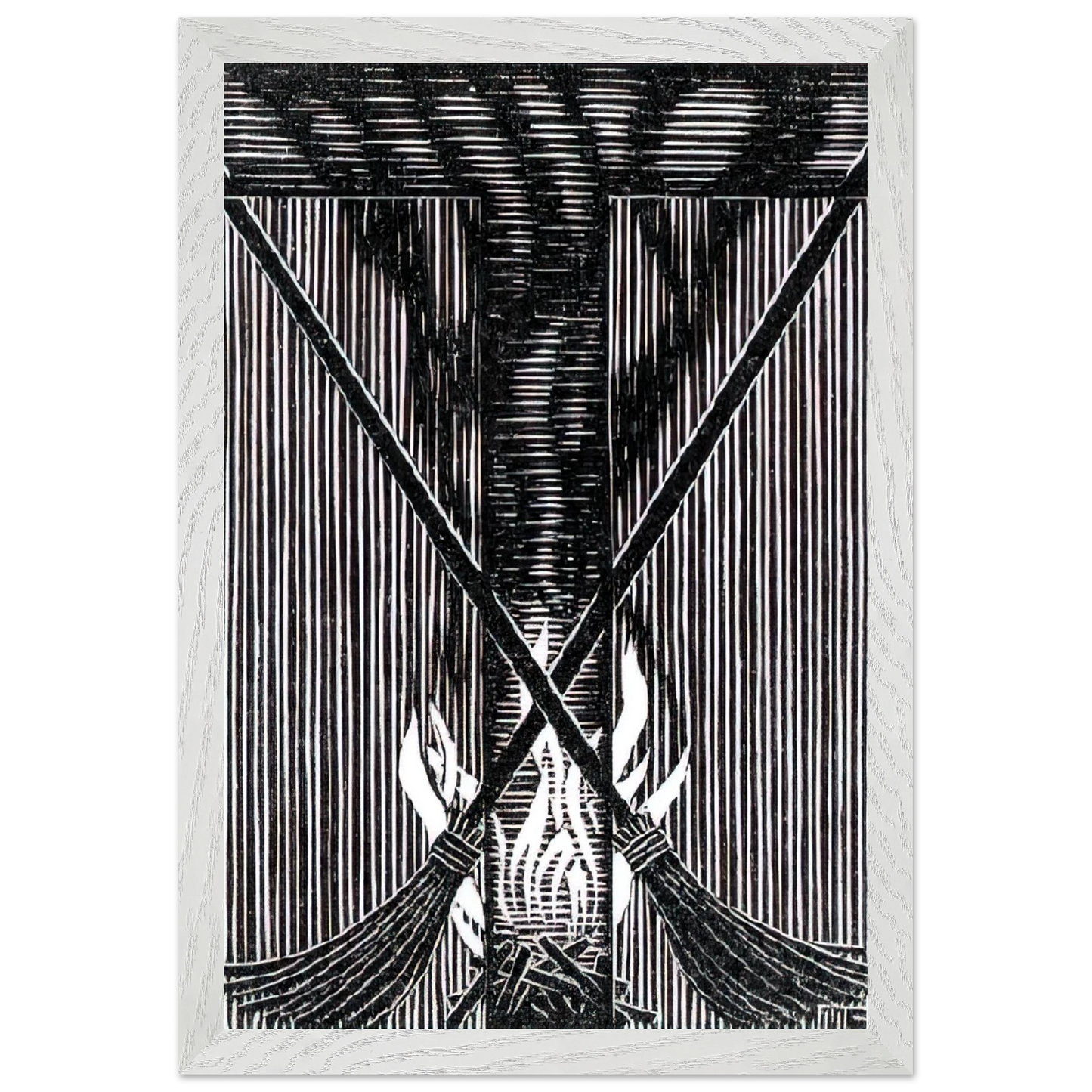 MC Escher - INITIAL T Wall Art - 21x29.7 cm / 8x12" - Premium Wooden Framed Poster With Fine Art Paper - Black frame