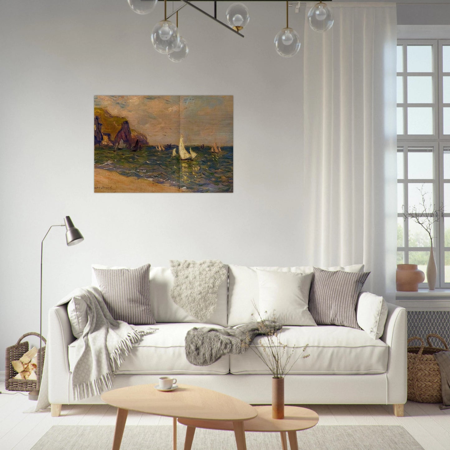 Sailboats at Sea, Pourville - claude monet Brushed Aluminum Print - 70x100 cm / 28x40 inches | claude monet Aluminum Print | claude monet Prints