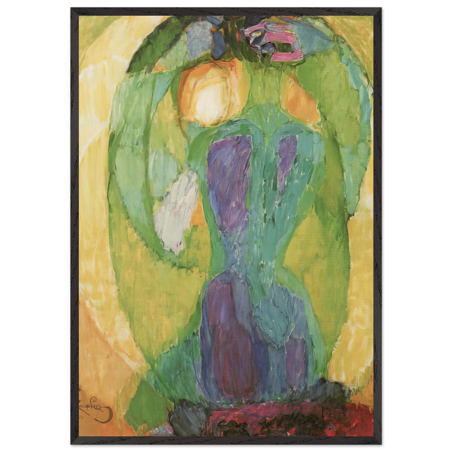 Oval mirror - Frantisek Kupka 70x100 cm / 28x40 inches Framed Art Print – Black Wooden Frame