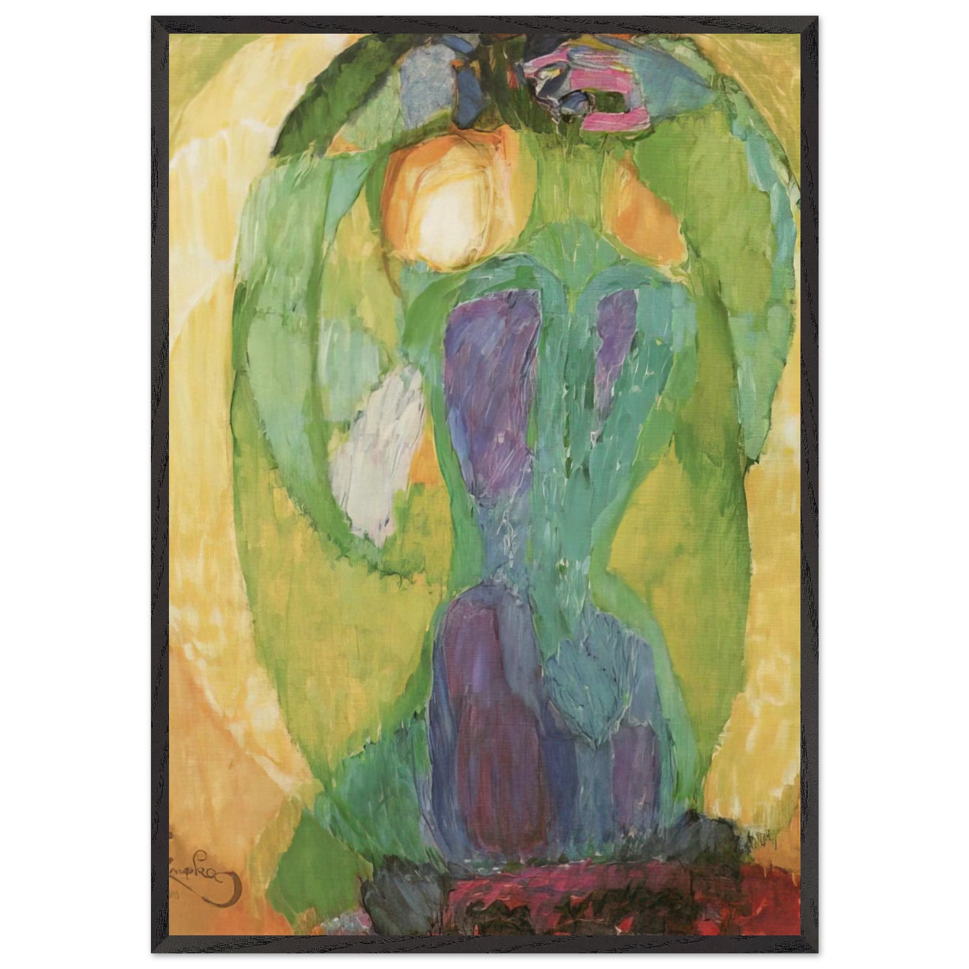 Oval mirror - Frantisek Kupka 70x100 cm / 28x40 inches Framed Art Print – Black Wooden Frame