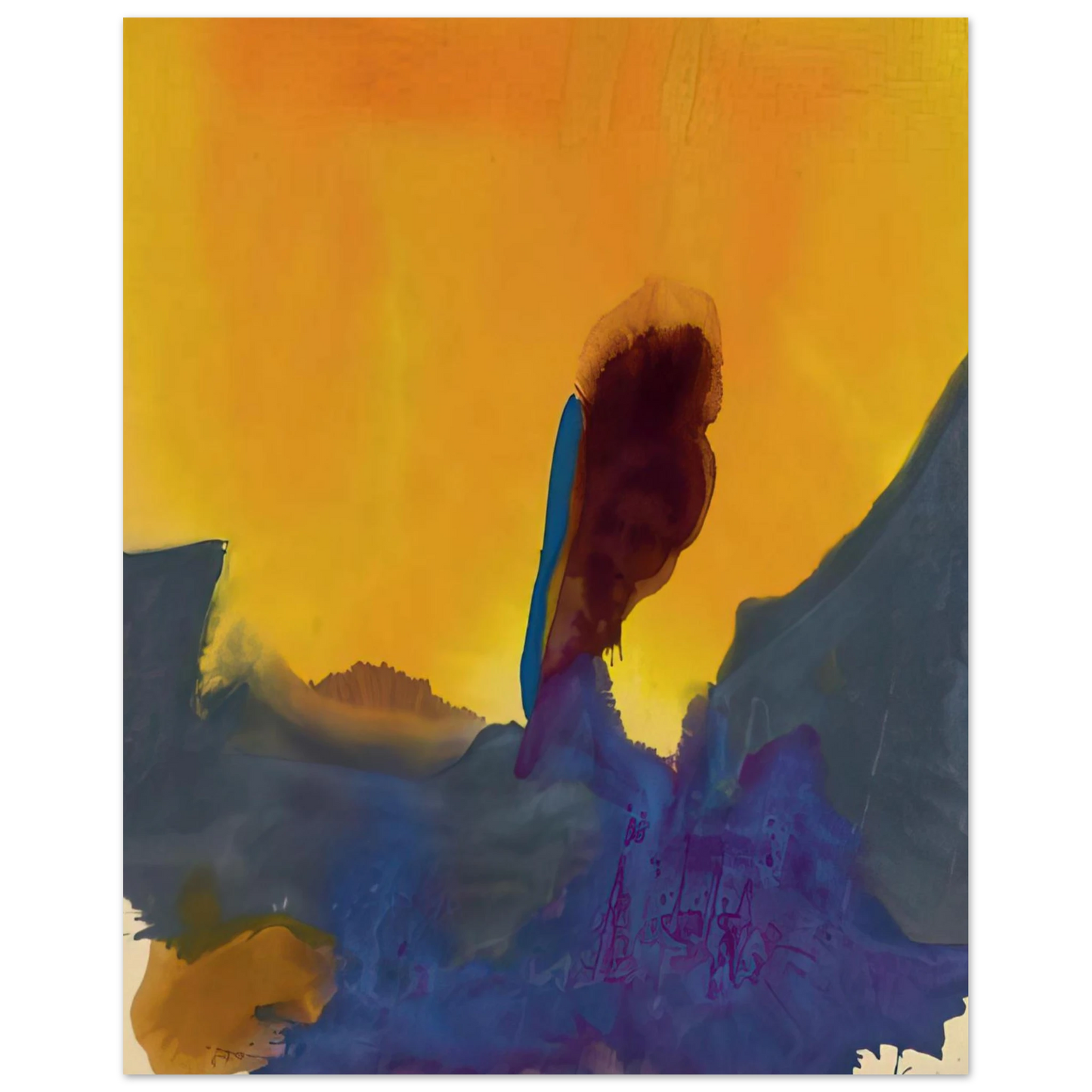 Helen Frankenthaler - Glow II - 1968 Wall art - 27x35 cm / 11x14 inches - Premium Wooden Framed Poster With Fine Art Paper - Wood frame