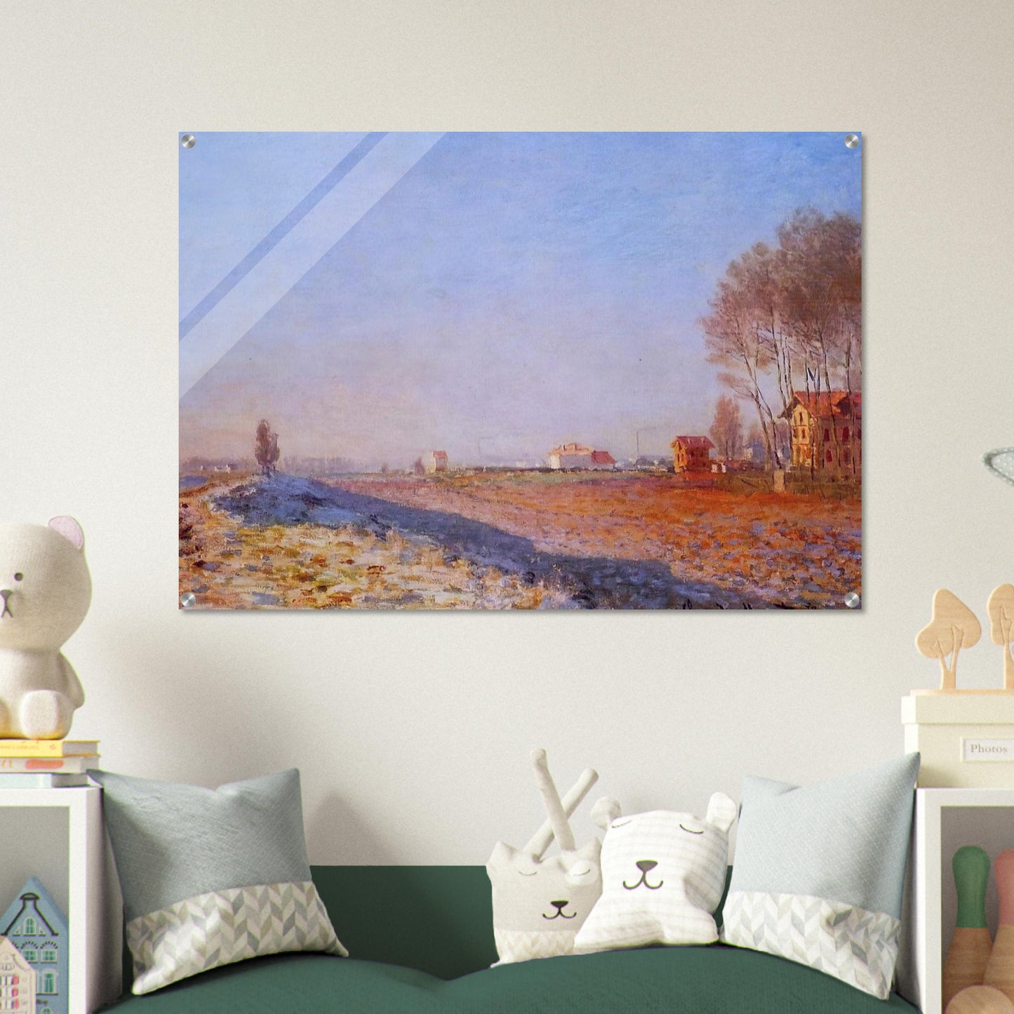 The Plain of Colombes, White Frost - claude monet Acrylic Print - 70x100 cm / 28x40″ inches
