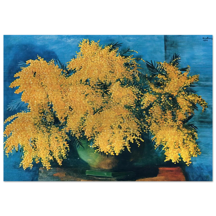 VASE OF MIMOSA 1952 - Moise Kisling Brushed Aluminum Print - 70x100 cm / 28x40 inches | Moise Kisling Aluminum Print | Moise Kisling Prints