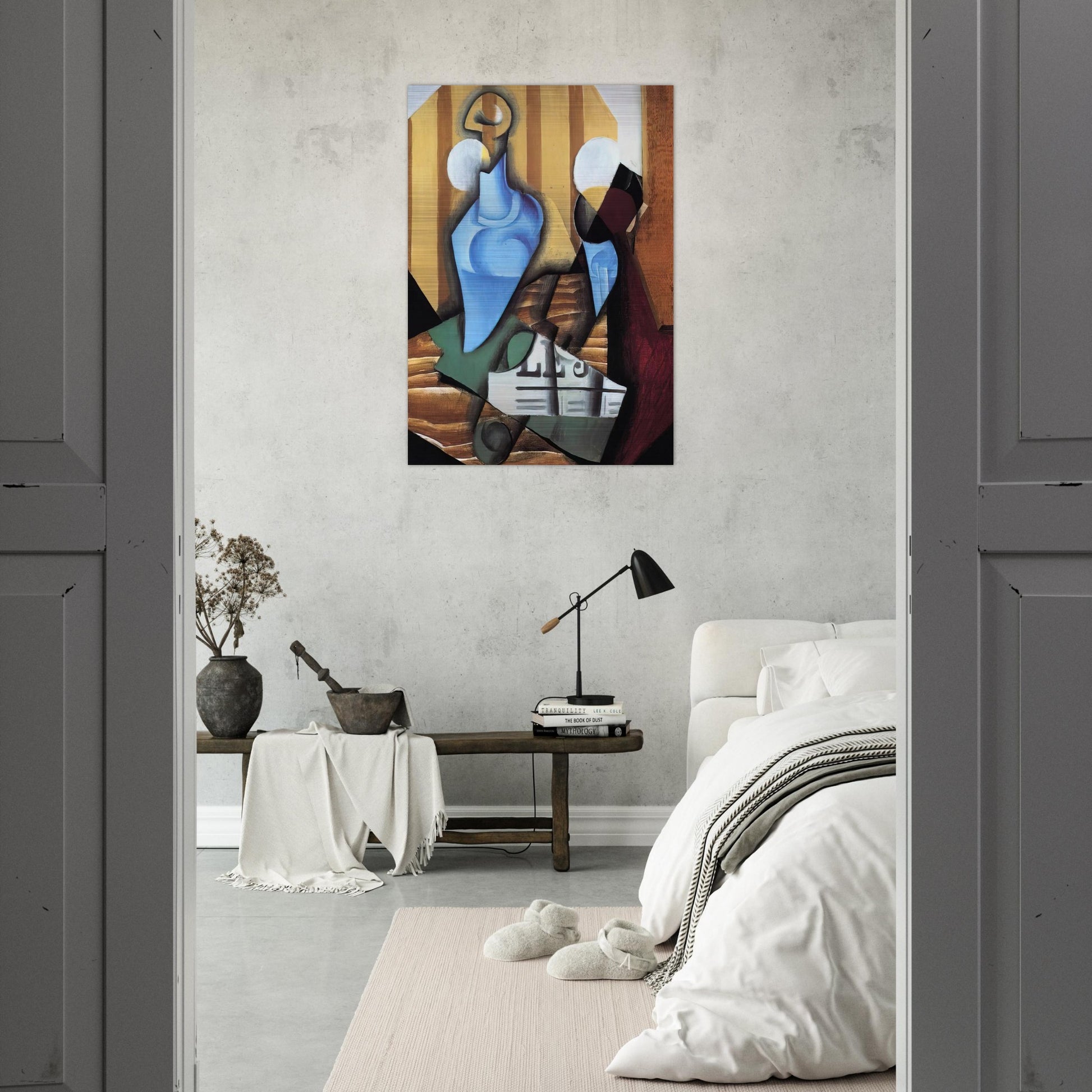 STILL LIFE WITH BOTTLE AND GLASS 1914 - Juan Gris Brushed Aluminum Print - 70x100 cm / 28x40 inches | Juan Gris Aluminum Print | Juan Gris Prints