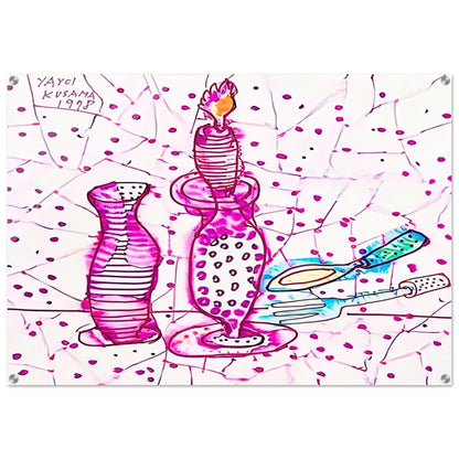 STILL LIFE OF CANDLESTICK 1978 - Yayoi Kusama Acrylic Print - 70x100 cm / 28x40″ inches | Yayoi Kusama Wall Art | Yayoi Kusama Prints