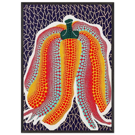 PUMPKIN 1990 - Yayoi Kusama Framed Art Print – Black Wooden Frame - Default Title - -Framed Art Print
