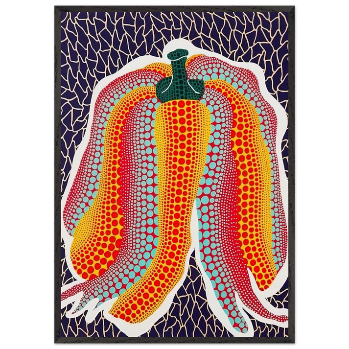 PUMPKIN 1990 - Yayoi Kusama 70x100 cm / 28x40 inches Framed Art Print – Black Wooden Frame