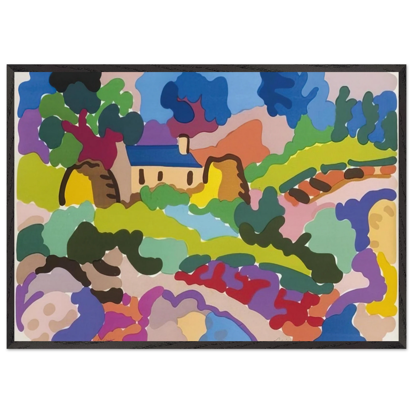 Ferme en Bretagne - Fauvism - Charles Lapicque Framed Art Print – Black Wooden Frame - Default Title - -Framed Art Print