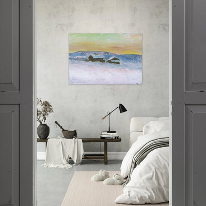 Paysage of Norway, the Blue Houses - claude monet Brushed Aluminum Print - 70x100 cm / 28x40 inches | claude monet Aluminum Print | claude monet Prints